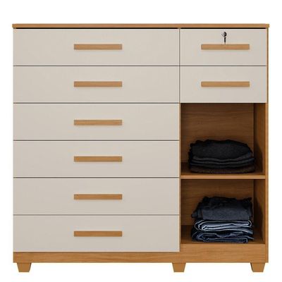Cômoda Pernambuco 8 Gavetas 1 Porta Com Sapateira - Benetil Cinamomo Off