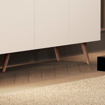 Aparador Buffet 4 Portas Retrô Com Pés De Madeira Off White - Freijó Off White - Freijó