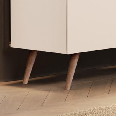 Aparador Buffet 4 Portas Retrô Com Pés De Madeira Off White - Freijó Off White - Freijó