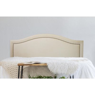 Cabeceira Casal Curva Luxo 140x60 Suede Off White - Tachas Prata