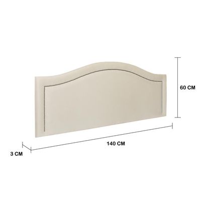 Cabeceira Casal Curva Luxo 140x60 Suede Off White - Tachas Prata