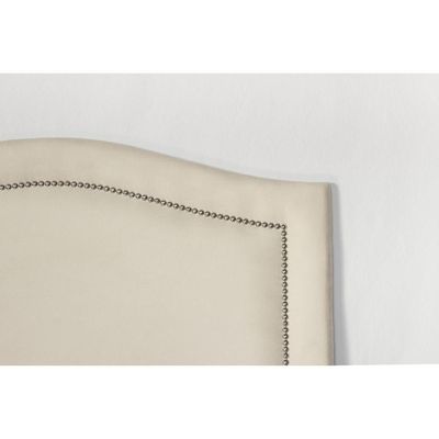 Cabeceira Solteiro Curva Luxo 90x60 Suede Off White - Tachas Prata