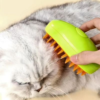 Escova Autolimpante 3 Em 1 Para Pets A Vapor Com Spray