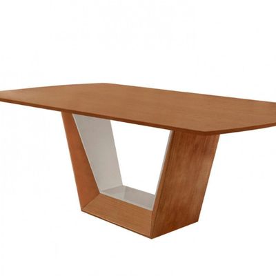 Mesa Para Sala De Jantar Rubi 180cm Moderna Mobília Cinamomo Com Off White-cinamomo Imbuia