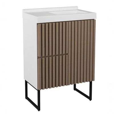 Gabinete Para Banheiro Com Pé Ferrara 80 Cm Branco/jequitiba