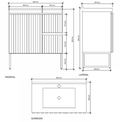 Gabinete Para Banheiro Com Pé Ferrara 80 Cm Branco/jequitiba