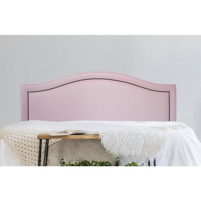 Cabeceira Casal Curva Luxo 140x60 Courino Rosa - Tachas Fumê
