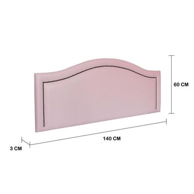 Cabeceira Casal Curva Luxo 140x60 Courino Rosa - Tachas Fumê