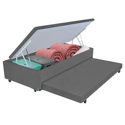 Bicama Box Baú Com Cama Auxiliar Solteiro 88x188x44 Cinza