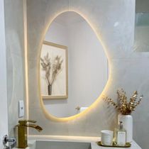 Espelho Orgânico Com LED À Pilha Ou Fonte Decorativo Quente A Pilha 51x80