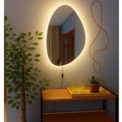 Espelho Orgânico Com LED À Pilha Ou Fonte Decorativo Quente A Pilha 51x80