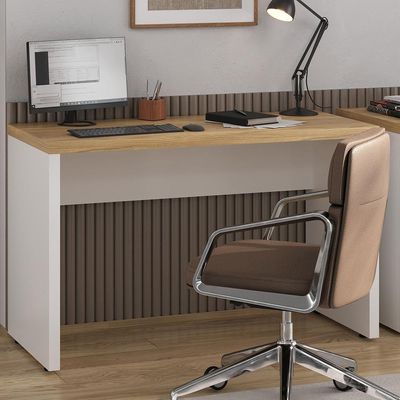 Mesa Para Escritório Escrivaninha Home Office 120cm Orly A02 Olmo Branco - Lyam Decor