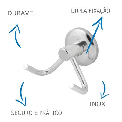 Gancho Cabide Duplo De Toalha Oliveira Em Aço Inox E Alumínio