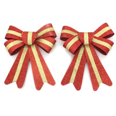 Laço de Natal Le Glitter Vermelho e Dourado 14x20cm