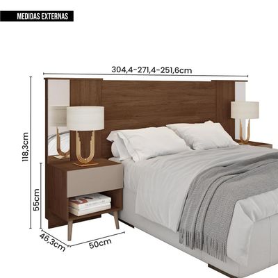 Cabeceira Para Cama Casal Extensível Reflex Marrom Caemmun