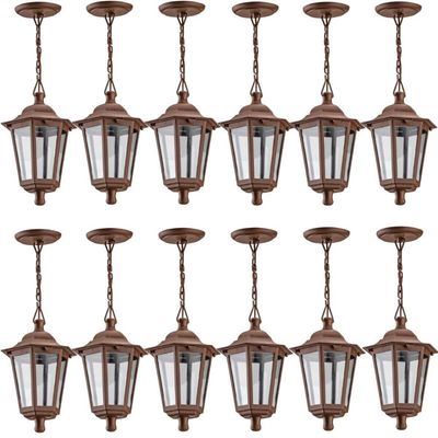 Conjunto 12 Luminárias de Teto Pendentes Vintage Marrom 58cm Decoração Recepção Sala Varanda