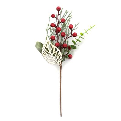 Enfeite de Natal Pick Frutos e Folhas Le 28cm