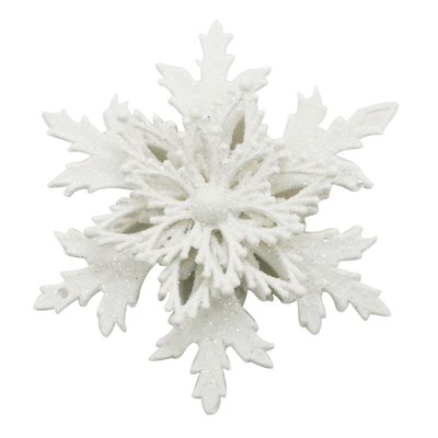 Enfeite de Natal Floco de Neve Le Branco com Glitter 11,7cm