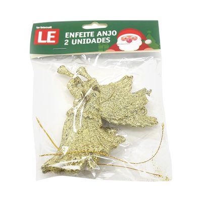Enfeite Natal Le Anjo Gliter com 2 Unidades