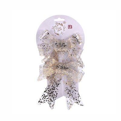 Laço Natal Le Brilho 14cm com 2 Unidades Rosé Gold