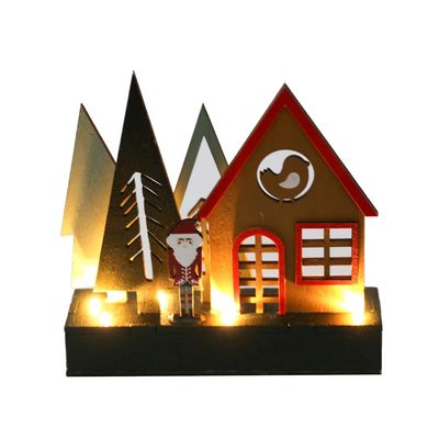 Cenário Natalino de Madeira com Led 18x18cm