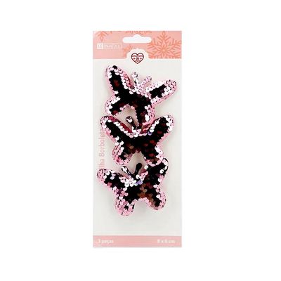 Presilha Natal Le Borboleta Rosé Gold com 3 Unidades