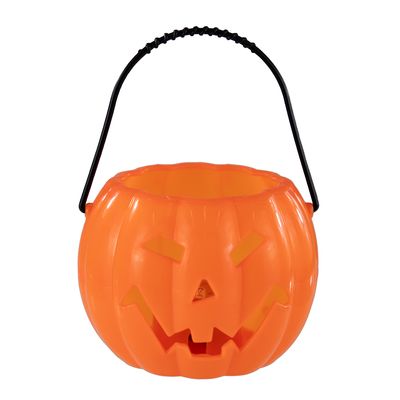 Balde Mini Abóbora Halloween Le com Luz 8x10cm