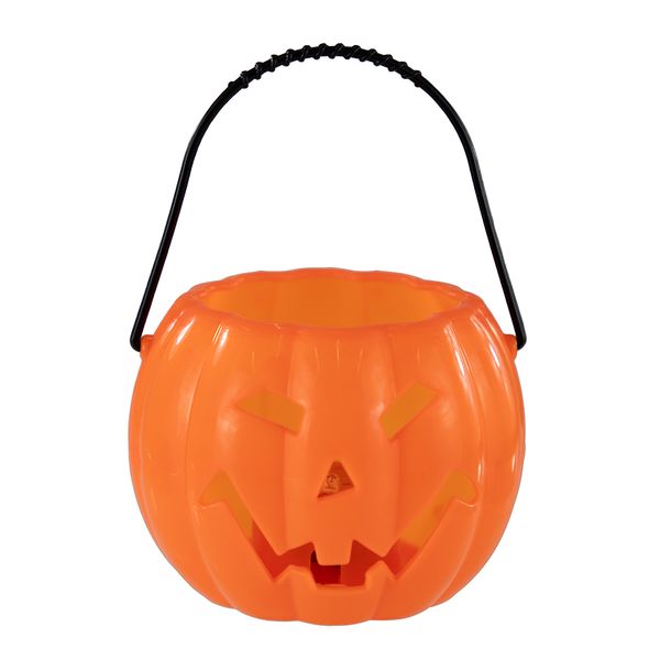 Balde Mini Abóbora Halloween Le com Luz 8x10cm