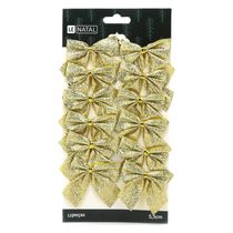 Kit Laço de Natal Dourado Liso 12 Unidades 5,5cm