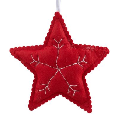 Enfeite Feltro Estrela Vm 13cm Cx C 24 Cv244270 Cazza
