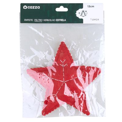 Enfeite Feltro Estrela Vm 13cm Cx C 24 Cv244270 Cazza
