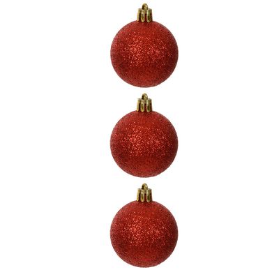 BOLA GLITTER BAG C/3 UND (VERMELHO) 6cm