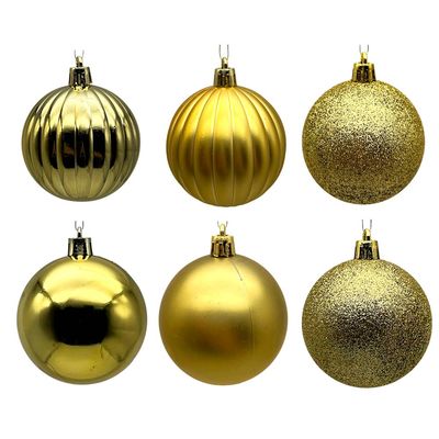 Tubo Com 12 Bolas De Natal Douradas De 6cm Cazza Cv244414