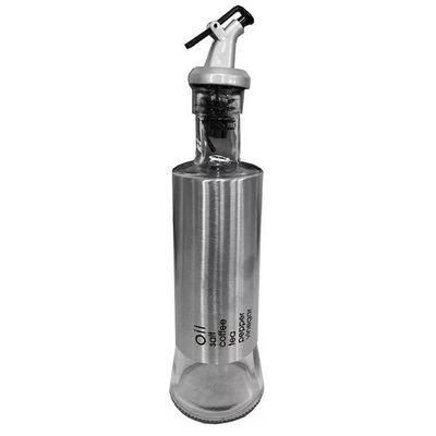 Sto155 - Porta Azeite Vinagre Galheteiro Em Vidro Aço Inox Com Dosador