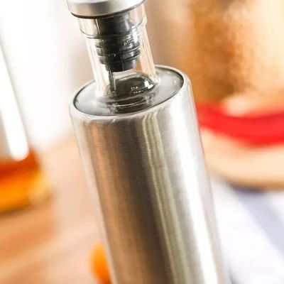 Sto155 - Porta Azeite Vinagre Galheteiro Em Vidro Aço Inox Com Dosador