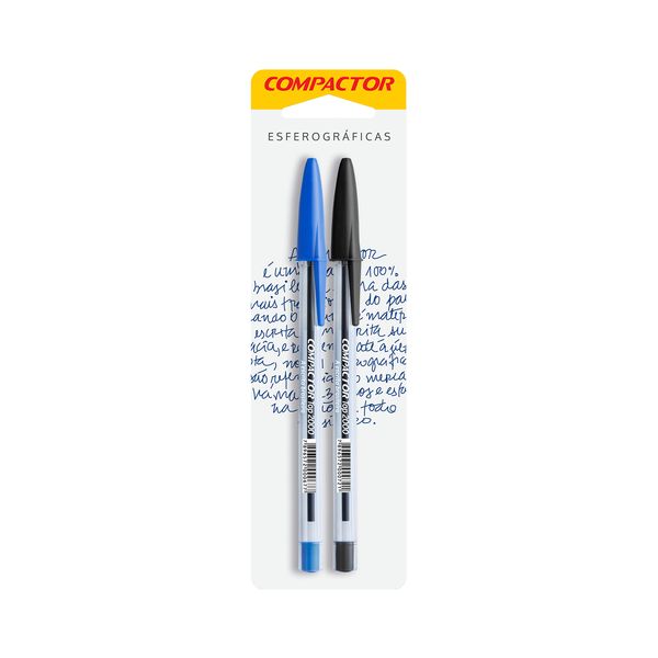 Caneta Esferográfica Compactor Top 2000 1.0mm Azul e Preta com 2 Unidades Caneta Esferográfica Compactor Top 2000 1.0mm Azul e Preta com 2 Unidades