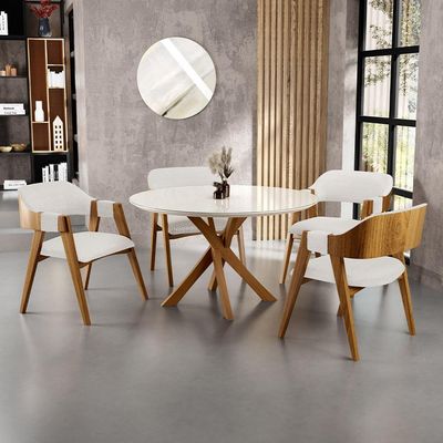 Kit 02 Cadeiras Para Sala de Jantar e Estar Living Estofada Suran L02 Bouclê Cru - Lyam