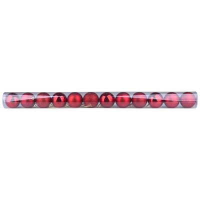 Tubo Com 12 Bolas De Natal Vermelhas De 6cm Cazza Cv244415