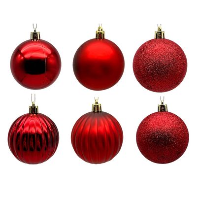 Tubo Com 12 Bolas De Natal Vermelhas De 6cm Cazza Cv244415