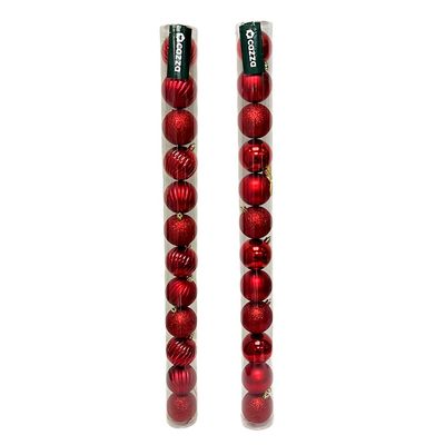 Tubo Com 12 Bolas De Natal Vermelhas De 6cm Cazza Cv244415