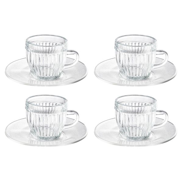 Xicara de café de vidro com pires Riviera 85ml - luva com 4