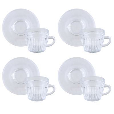Xicara de café de vidro com pires Riviera 85ml - luva com 4
