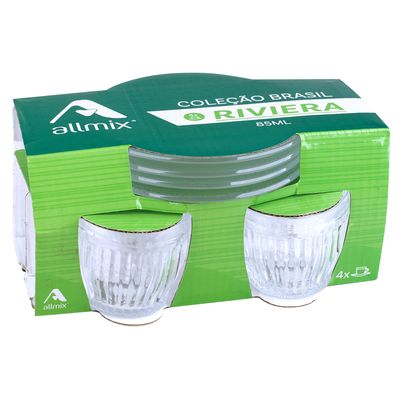 Xicara de café de vidro com pires Riviera 85ml - luva com 4
