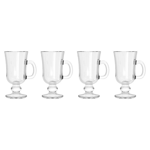 Conjunto de Canecas com 4 Peças em Vidro Cappuccino Creme CV244727 Cazza Conjunto de Canecas com 4 Peças em Vidro Cappuccino Creme CV244727 Cazza