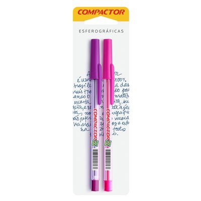 Caneta Esferográfica Compactor Pink e Violeta 0.7mm