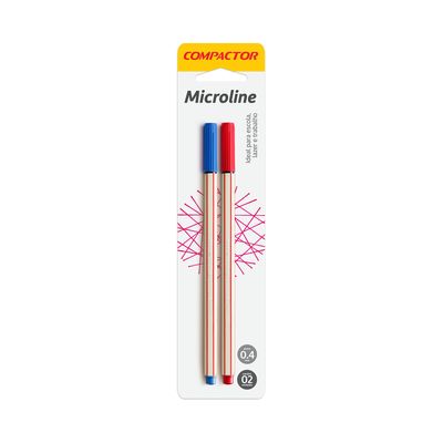 Caneta Hidrográfica Compactor Microline 0.4mm Azul e Vermelha 2 Unidades