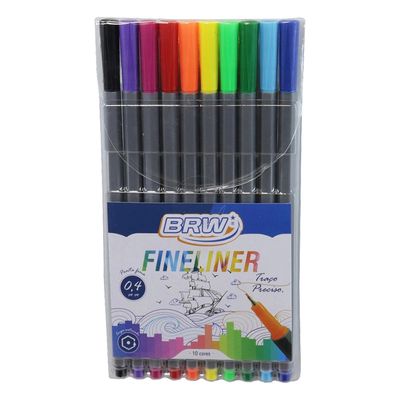 Caneta Hidrográfica Brw Fineliner 0.4mm com 10 Cores