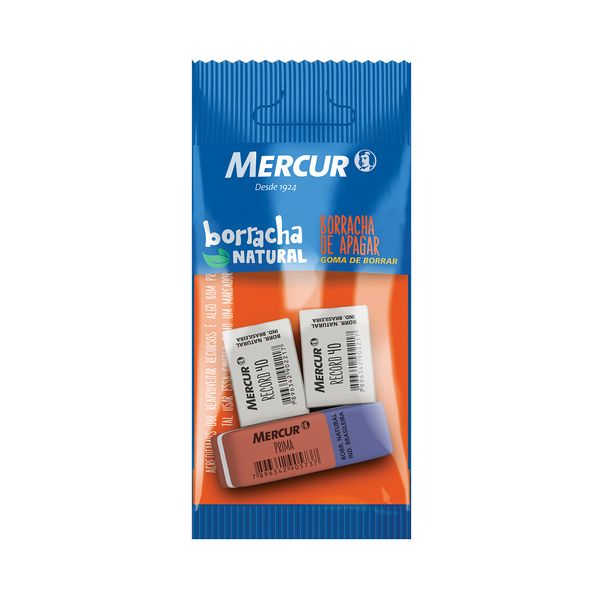 Borracha Mercur Record Branca e Prima Bicolor com 3 Unidades