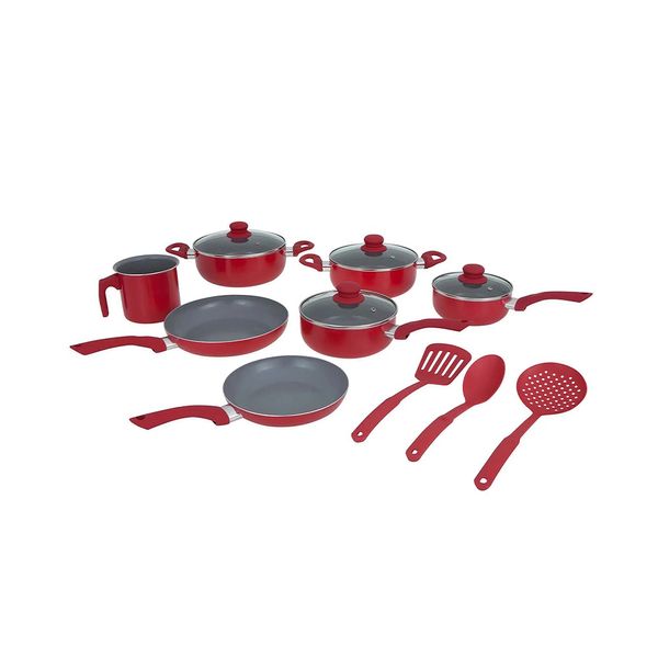 Conjunto de Panelas Cerâmica Casambiente Sevilla Vermelho com 10 Peças Conjunto de Panelas Cerâmica Casambiente Sevilla Vermelho com 10 Peças