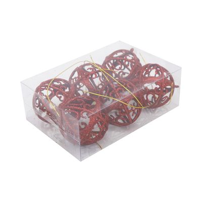 Kit Bola Arabesco Natal Le Vermelho 6cm com 6 Unidades